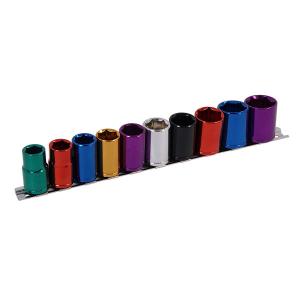Neilsen 10pc Multi Coloured Metric Shallow Socket 13mm - 24mm 6pt Set 1/2" Drive