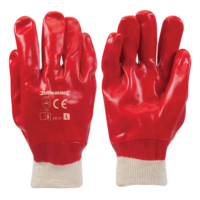 Silverline Red PVC Gloves - 1 Pair X Large