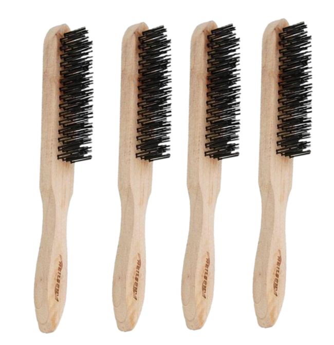 Wire brush with wooden handle - set of 4