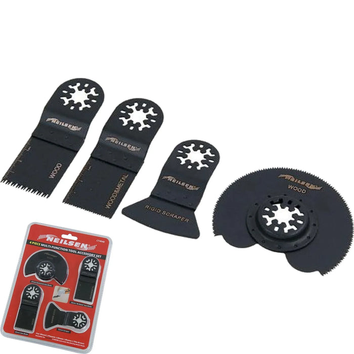 4pc Oscillating Multi Tool Saw Blade Set Attachment Blade Metal Wood - Neilsen
