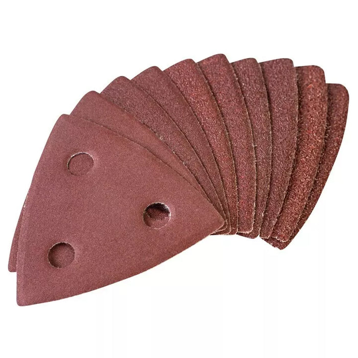 10 x Mixed Grit Hook and Loop Delta Sanding Sheets, Perforated 10 Piece Set, 80mm x 80mm Aluminium Oxide Sanding Paper